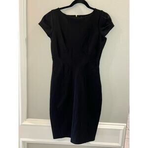 Closet London Black Bodycon Pleated Sleeve Size 8 Pencil Dress